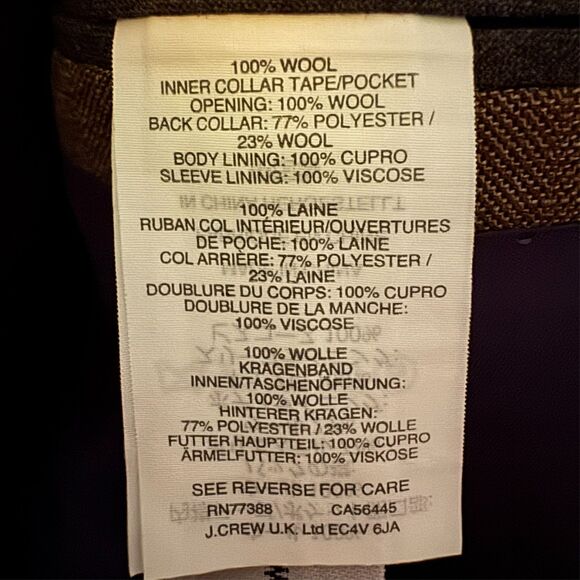 J.Crew Ludlow Slim Fit Blazer Coat 40S Brown American Wool Herringbone 2-Button - Picture 12 of 14